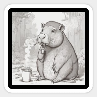 Capybara smoking Sticker